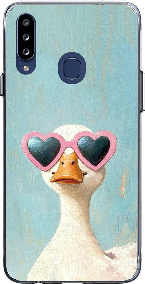 Samsung Galaxy A20S Uyumlu Yağlı Boya Pop-Art Ördek Baskılı Silikon Kılıf