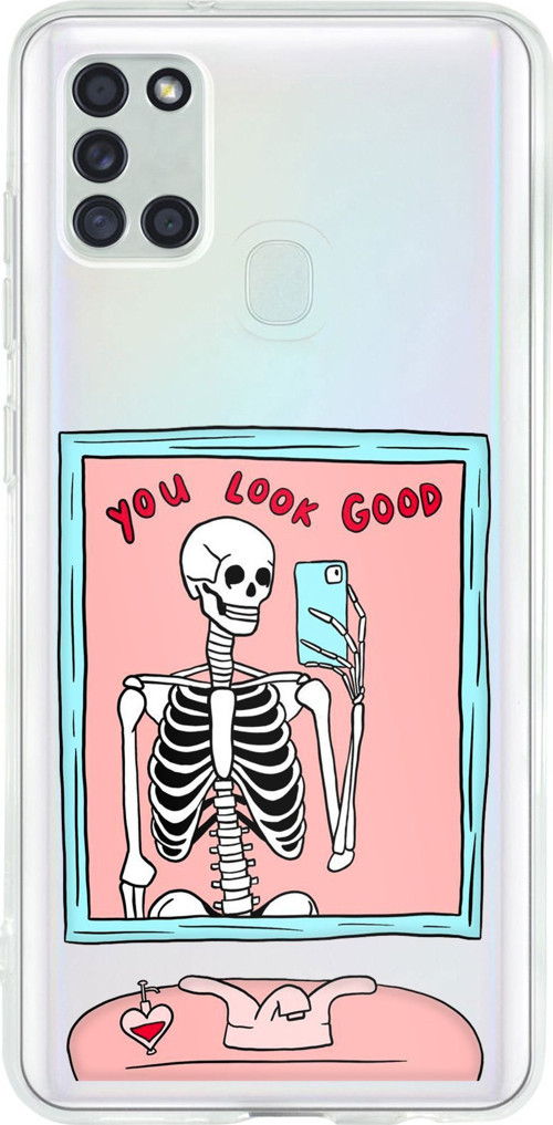 Samsung Galaxy A21S Uyumlu You Look Good İskelet Tasarımlı Baskılı Silikon Kılıf
