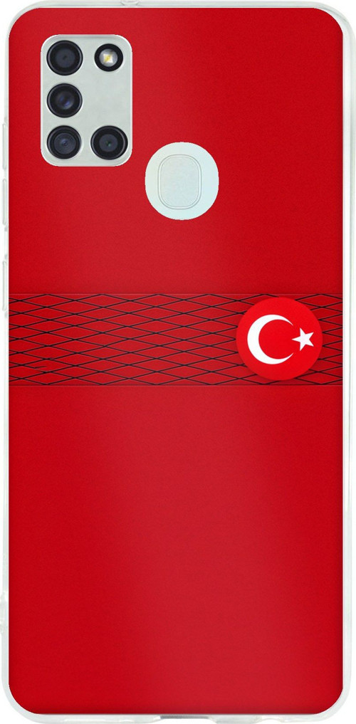 Samsung Galaxy A21S Uyumlu Türk Milli Takım Izgara Desenli Forma Baskılı Silikon Kılıf