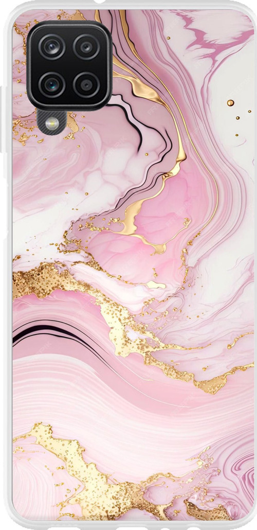 Samsung Galaxy A22-M22-M32 Uyumlu Pembe Mermer Baskılı Silikon Kılıf