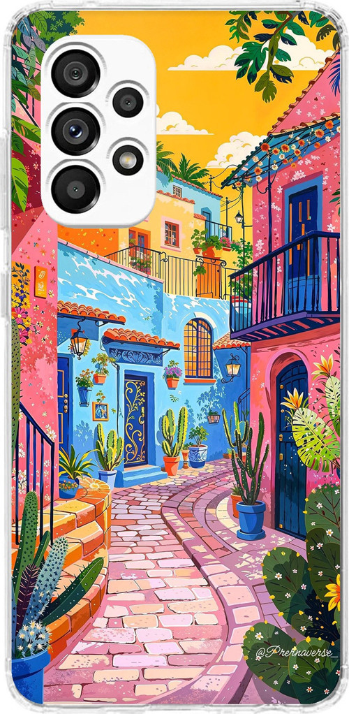 Samsung Galaxy A23 Uyumlu Renkli Sanat Sokak Silikon Kılıf Baskılı Silikon Kılıf