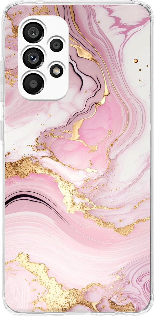 Samsung Galaxy A23 Uyumlu Pembe Mermer Baskılı Silikon Kılıf