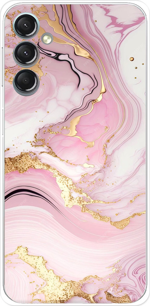 Samsung Galaxy A24 Uyumlu Pembe Mermer Baskılı Silikon Kılıf