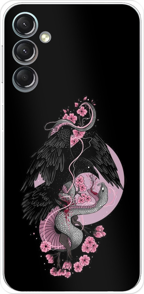 Samsung Galaxy A24 Uyumlu Pembe Siyah Yılan Baskılı Silikon Kılıf