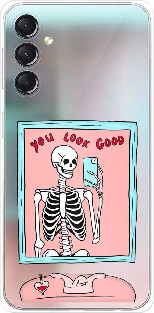 Samsung Galaxy A24 Uyumlu You Look Good İskelet Tasarımlı Baskılı Silikon Kılıf