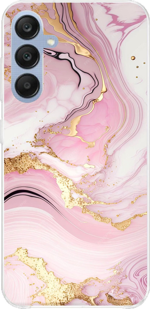 Samsung Galaxy A25 Uyumlu Pembe Mermer Baskılı Silikon Kılıf