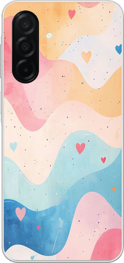 Samsung Galaxy A26 Uyumlu Pastel Renkli Dalgalı ve Kalp Baskılı Silikon Kılıf