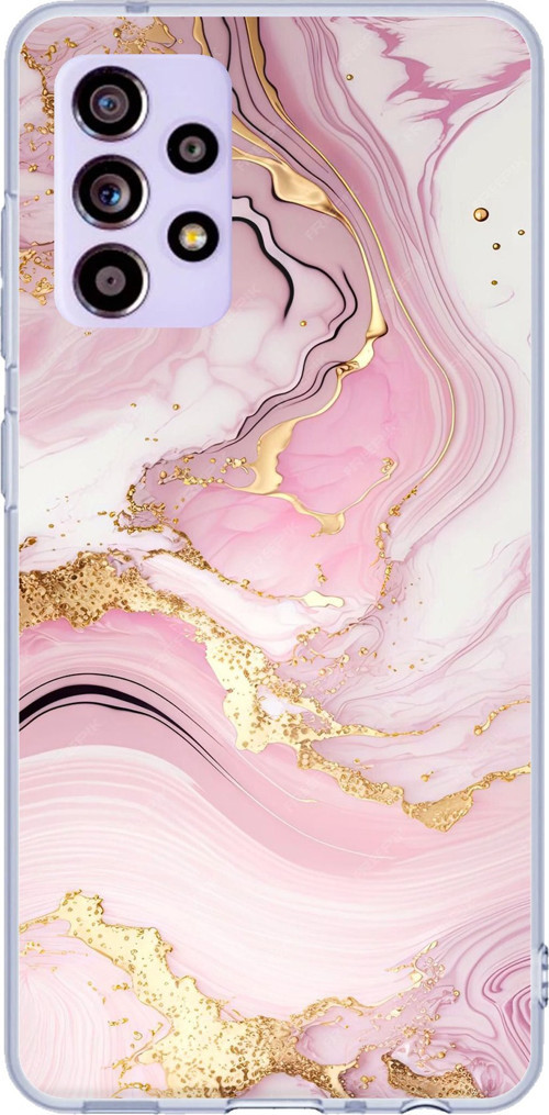 Samsung Galaxy A32 Uyumlu Pembe Mermer Baskılı Silikon Kılıf