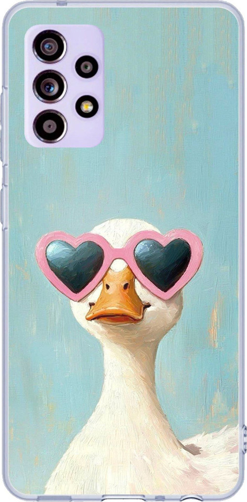 Samsung Galaxy A32 Uyumlu Yağlı Boya Pop-Art Ördek Baskılı Silikon Kılıf