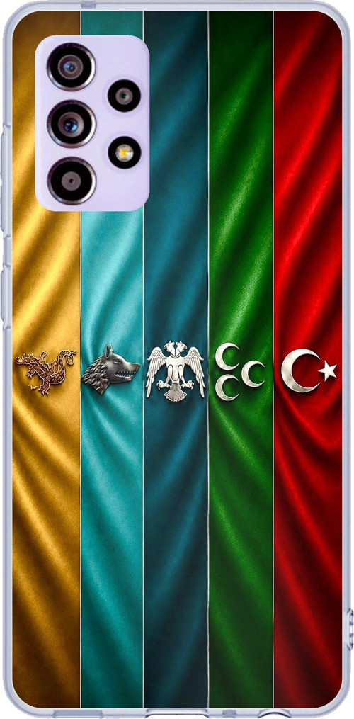 Samsung Galaxy A32 Uyumlu Tarihi Türk Devletleri Bayrakları Baskılı Silikon Kılıf