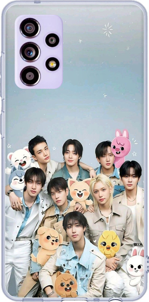 Samsung Galaxy A32 Uyumlu Tray Kids K-Pop Grubu ve SKZOO Temalı Baskılı Silikon Kılıf