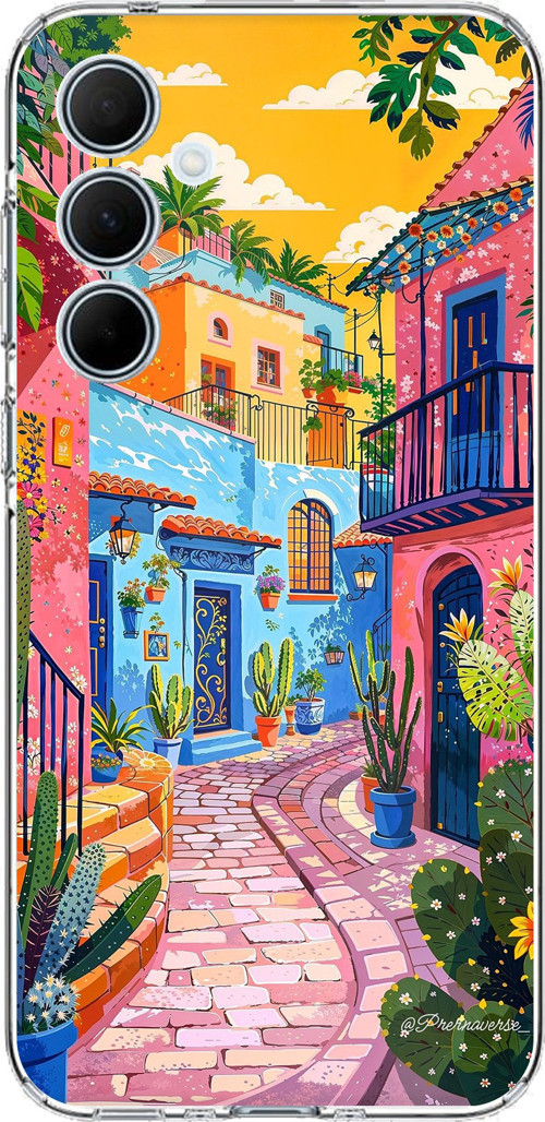 Samsung Galaxy A35 Uyumlu Renkli Sanat Sokak Silikon Kılıf Baskılı Silikon Kılıf