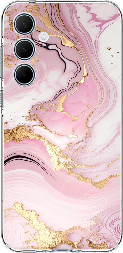 Samsung Galaxy A35 Uyumlu Pembe Mermer Baskılı Silikon Kılıf