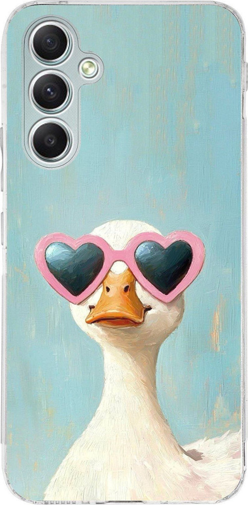 Samsung Galaxy A34 Uyumlu Yağlı Boya Pop-Art Ördek Baskılı Silikon Kılıf