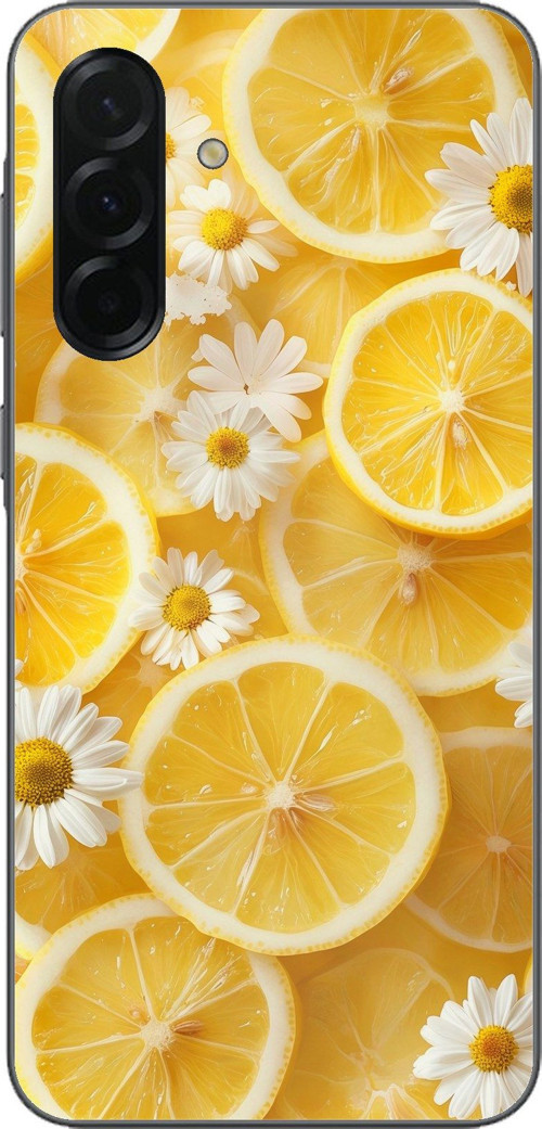 Samsung Galaxy A36 Uyumlu Limon Dilimleri ve Papatya Desenli Baskılı Silikon Kılıf