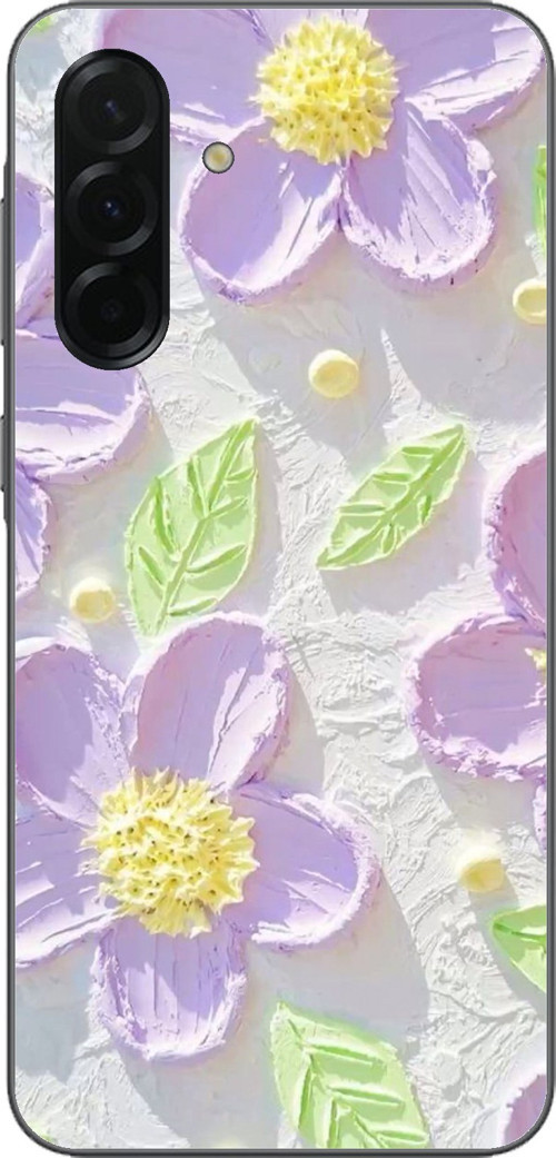 Samsung Galaxy A36 Uyumlu Mor Papatyalar Sulu Boya Baskılı Silikon Kılıf