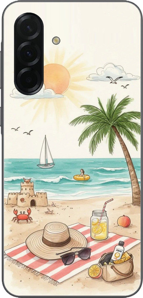 Samsung Galaxy A36 Uyumlu Sulu Boya Sahil ve Deniz Manzaralı Baskılı Silikon Kılıf