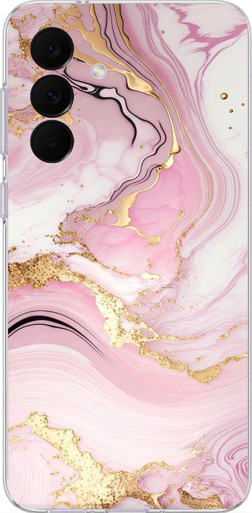 Samsung Galaxy A37 Uyumlu Pembe Mermer Baskılı Silikon Kılıf
