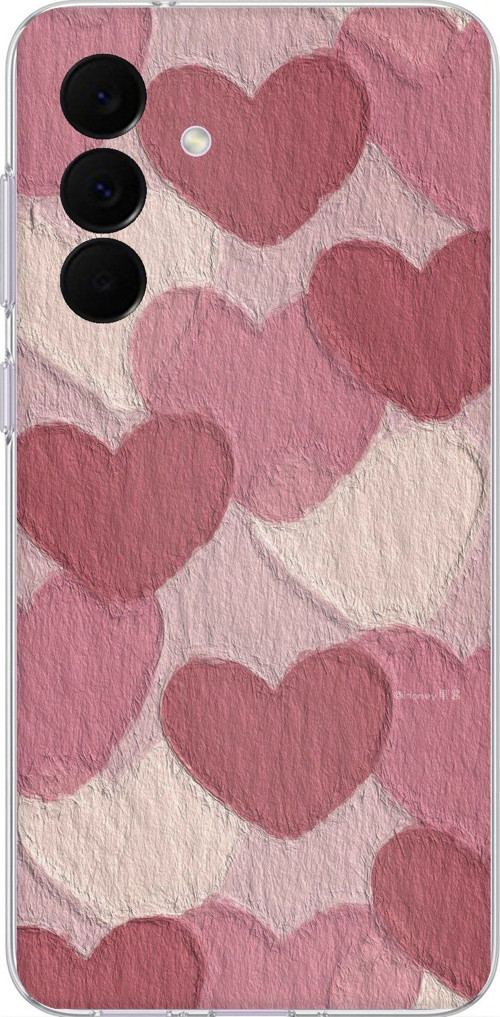 Samsung Galaxy A37 Uyumlu Pastel Gül Kurusu ve Pembe Kalpli Baskılı Silikon Kılıf