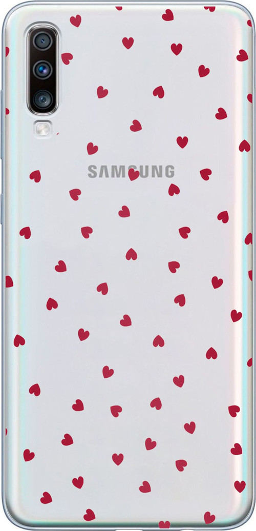 Samsung Galaxy A50-A30S Uyumlu Kırmızı Kalpler Tasarımlı Baskılı Silikon Kılıf