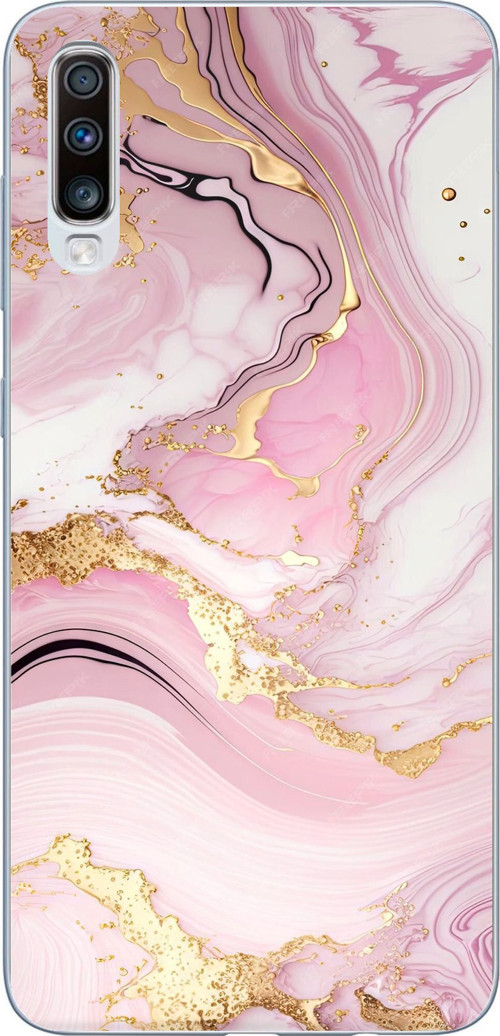 Samsung Galaxy A50-A30S Uyumlu Pembe Mermer Baskılı Silikon Kılıf