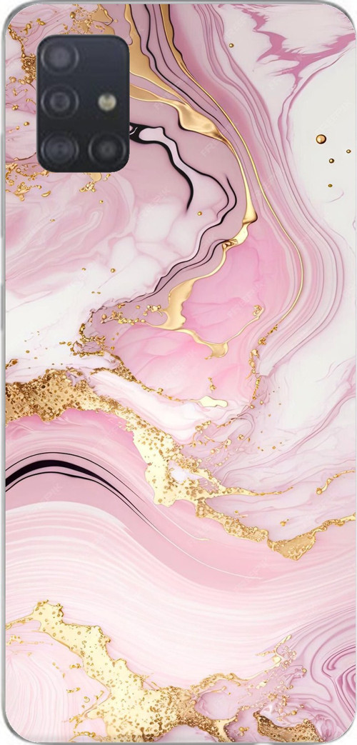 Samsung Galaxy A51 Uyumlu Pembe Mermer Baskılı Silikon Kılıf