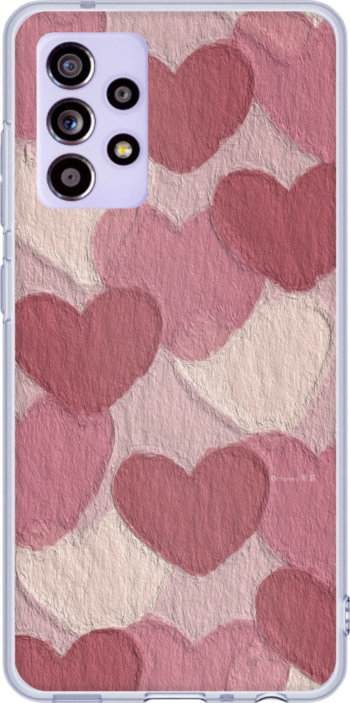 Samsung Galaxy A52-A52S Uyumlu Pastel Gül Kurusu ve Pembe Kalpli Baskılı Silikon Kılıf