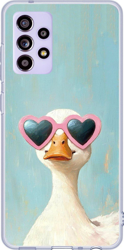 Samsung Galaxy A52-A52S Uyumlu Yağlı Boya Pop-Art Ördek Baskılı Silikon Kılıf