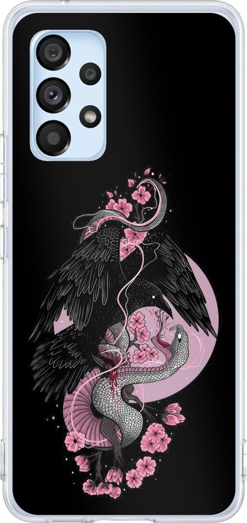 Samsung Galaxy A53 Uyumlu Pembe Siyah Yılan Baskılı Silikon Kılıf