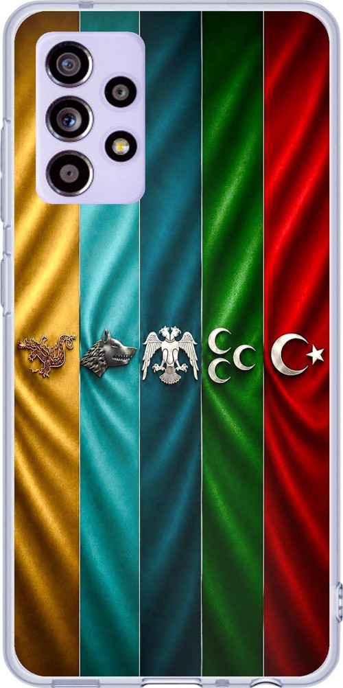 Samsung Galaxy A52-A52S Uyumlu Tarihi Türk Devletleri Bayrakları Baskılı Silikon Kılıf