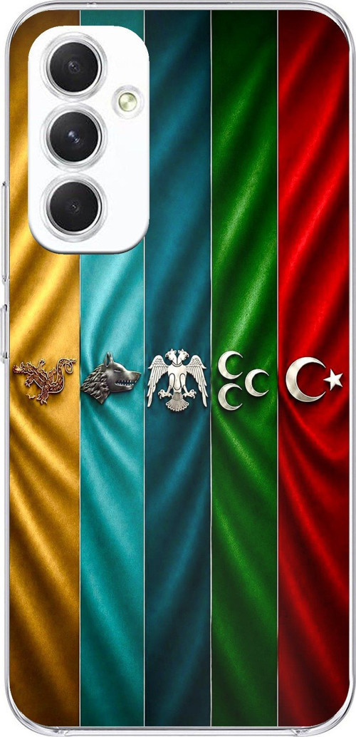 Samsung Galaxy A54 Uyumlu Tarihi Türk Devletleri Bayrakları Baskılı Silikon Kılıf