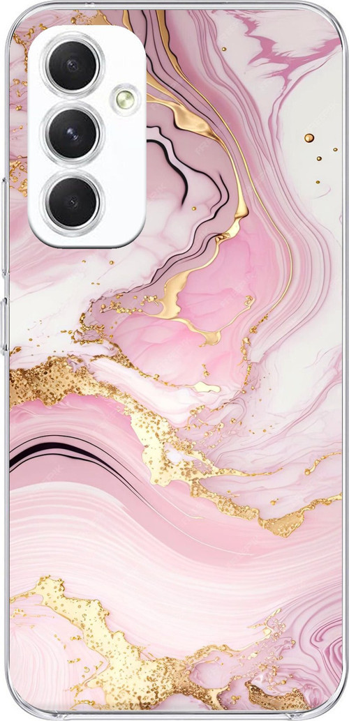 Samsung Galaxy A54 Uyumlu Pembe Mermer Baskılı Silikon Kılıf