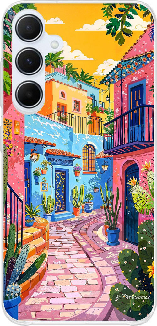 Samsung Galaxy A55 Uyumlu Renkli Sanat Sokak Silikon Kılıf Baskılı Silikon Kılıf