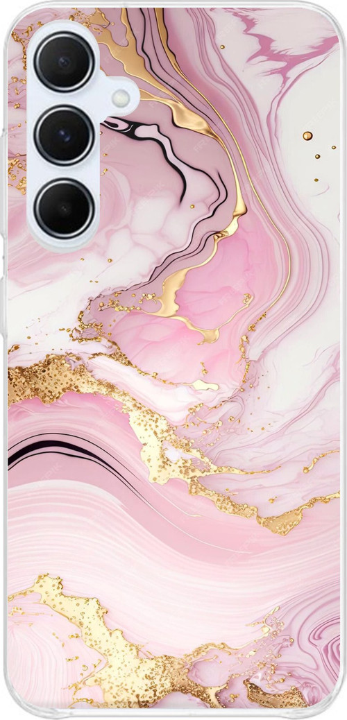Samsung Galaxy A55 Uyumlu Pembe Mermer Baskılı Silikon Kılıf