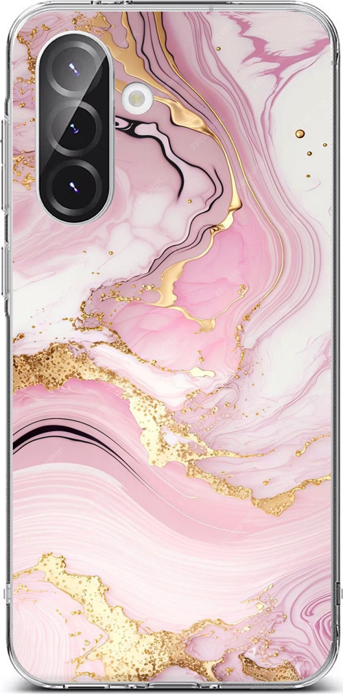 Samsung Galaxy A56 Uyumlu Pembe Mermer Baskılı Silikon Kılıf