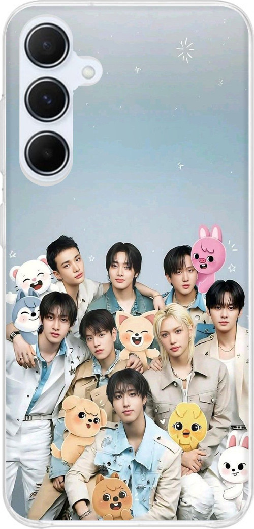 Samsung Galaxy A55 Uyumlu Tray Kids K-Pop Grubu ve SKZOO Temalı Baskılı Silikon Kılıf