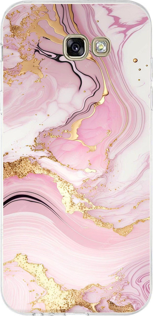 Samsung Galaxy A7 2017 Uyumlu Pembe Mermer Baskılı Silikon Kılıf