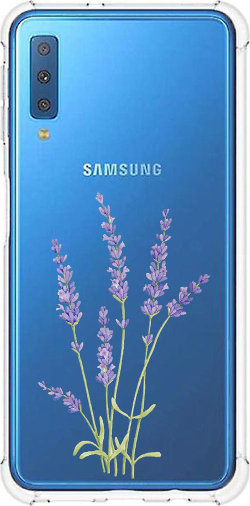 Samsung Galaxy A7 2018 Uyumlu Lavanta Çiçek Tasarımlı Baskılı Silikon Kılıf