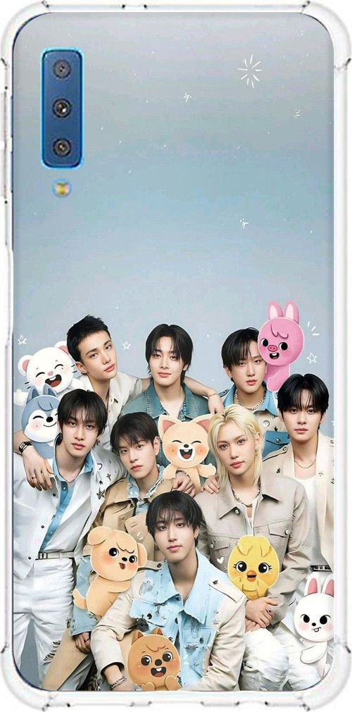 Samsung Galaxy A7 2018 Uyumlu Tray Kids K-Pop Grubu ve SKZOO Temalı Baskılı Silikon Kılıf