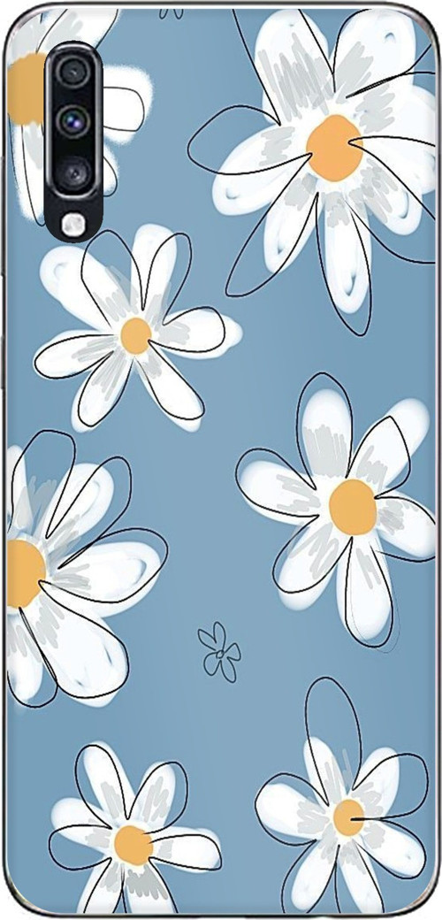 Samsung Galaxy A70 Uyumlu Mavi Papatya Bahçesi Baskılı Silikon Kılıf