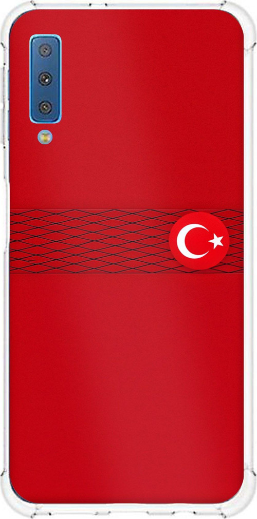 Samsung Galaxy A7 2018 Uyumlu Türk Milli Takım Izgara Desenli Forma Baskılı Silikon Kılıf
