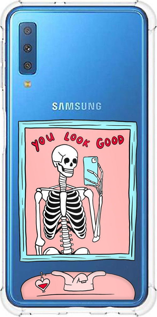 Samsung Galaxy A7 2018 Uyumlu You Look Good İskelet Tasarımlı Baskılı Silikon Kılıf