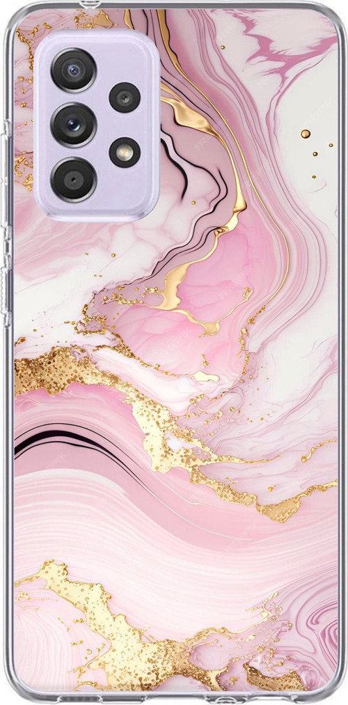Samsung Galaxy A72 Uyumlu Pembe Mermer Baskılı Silikon Kılıf