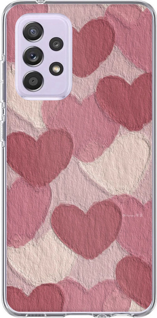 Samsung Galaxy A72 Uyumlu Pastel Gül Kurusu ve Pembe Kalpli Baskılı Silikon Kılıf