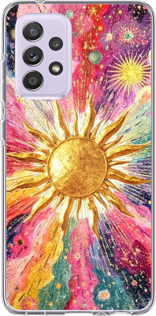 Samsung Galaxy A72 Uyumlu Psikedelik Galaksi ve Güneş Desenli Baskılı Silikon Kılıf