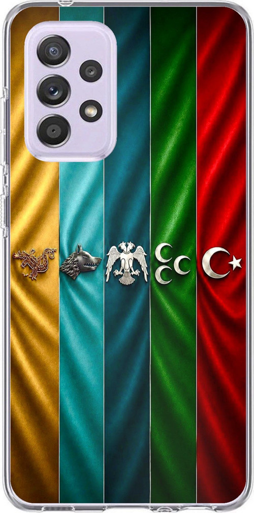Samsung Galaxy A72 Uyumlu Tarihi Türk Devletleri Bayrakları Baskılı Silikon Kılıf