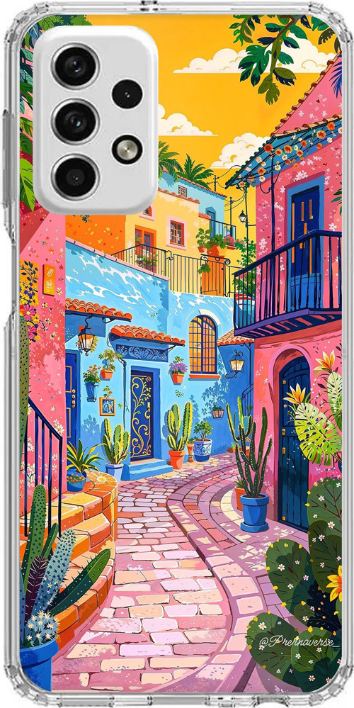 Samsung Galaxy A73 Uyumlu Renkli Sanat Sokak Silikon Kılıf Baskılı Silikon Kılıf