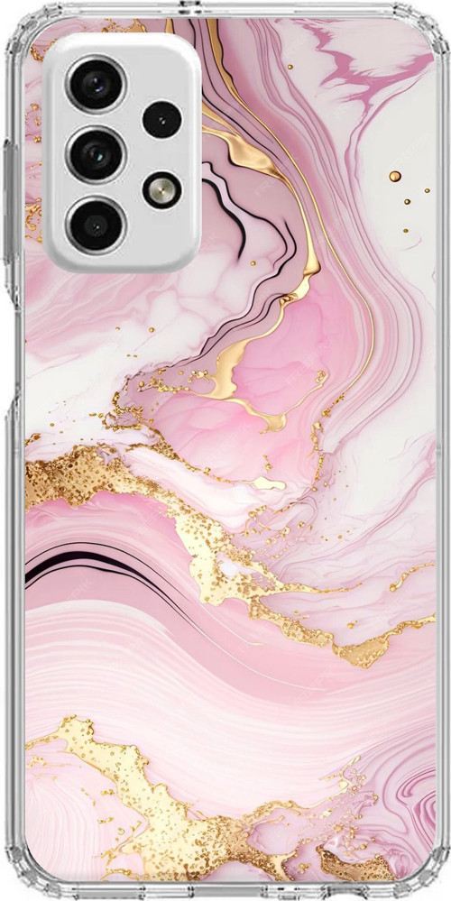 Samsung Galaxy A73 Uyumlu Pembe Mermer Baskılı Silikon Kılıf