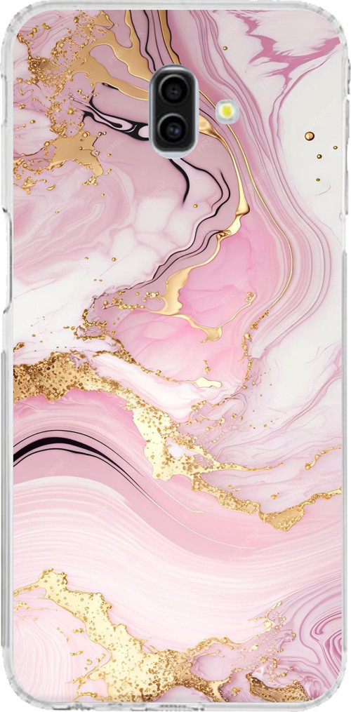 Samsung Galaxy J6 PLUS Uyumlu Pembe Mermer Baskılı Silikon Kılıf