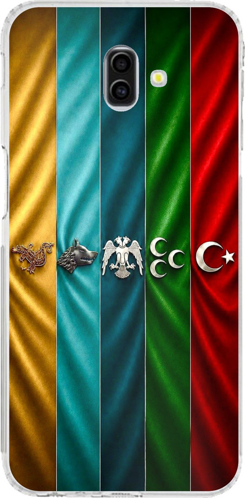 Samsung Galaxy J6 PLUS Uyumlu Tarihi Türk Devletleri Bayrakları Baskılı Silikon Kılıf
